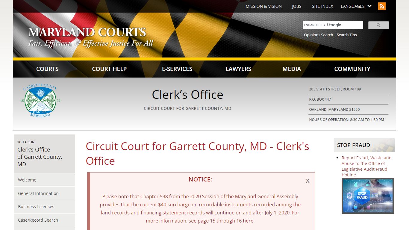 Circuit Court for Garrett County, MD - Clerk's Office
